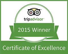 TripAdvisor Certificate of Excellence 2015 Winner